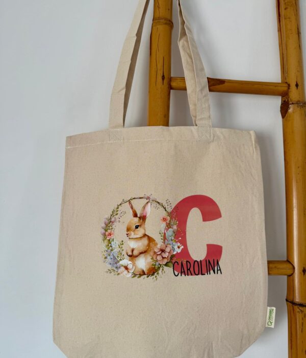 Saco Tote Bag Páscoa - Coelha da Páscoa (com nome)