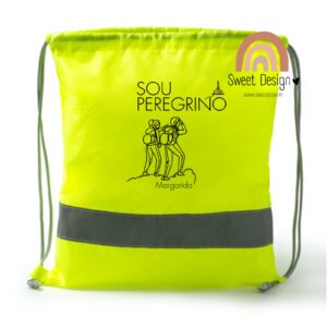 Mochila/Saco com cordoes com tiras de alta visibilidade - Sou Peregrino (com nome)