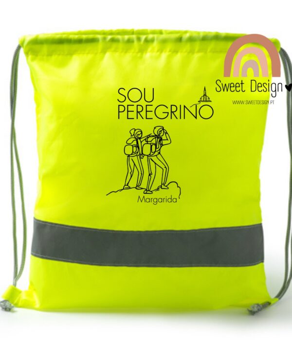Mochila/Saco com cordoes com tiras de alta visibilidade - Sou Peregrino (com nome)