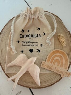 Saco com Andorinha em gesso - Catequista, Obrigado por me dares asas para voar