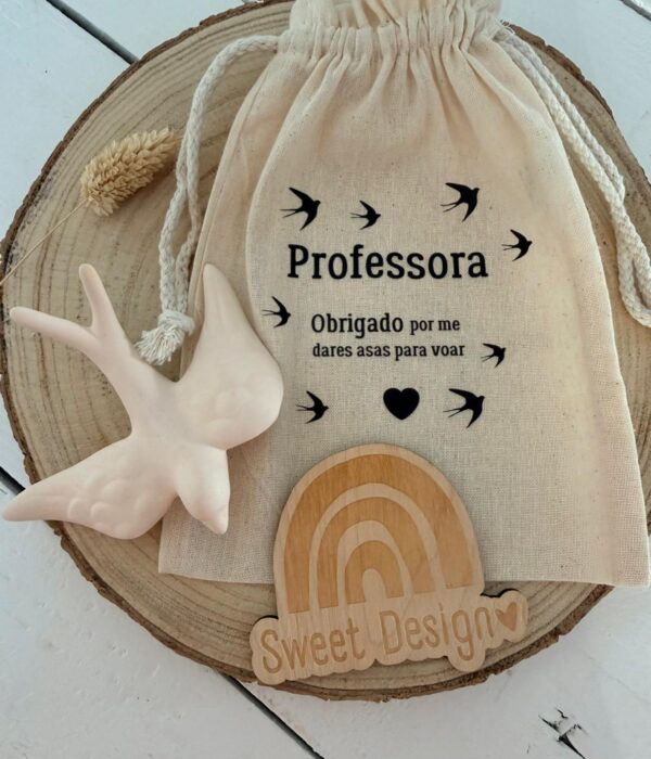 Saco com Andorinha em gesso - Professora, Obrigado por me dares asas para voar