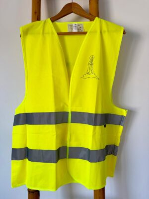 Colete Refletor - Com FÉ rumo a Fátima (Nossa Senhora no peito)