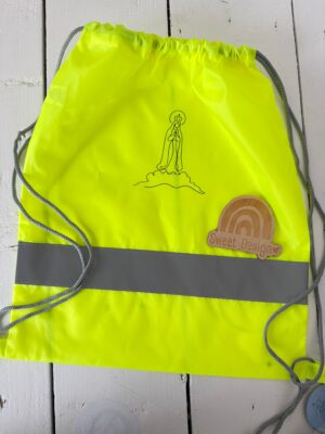 Mochila/Saco com cordoes com tiras de alta visibilidade - Com Nossa Senhora