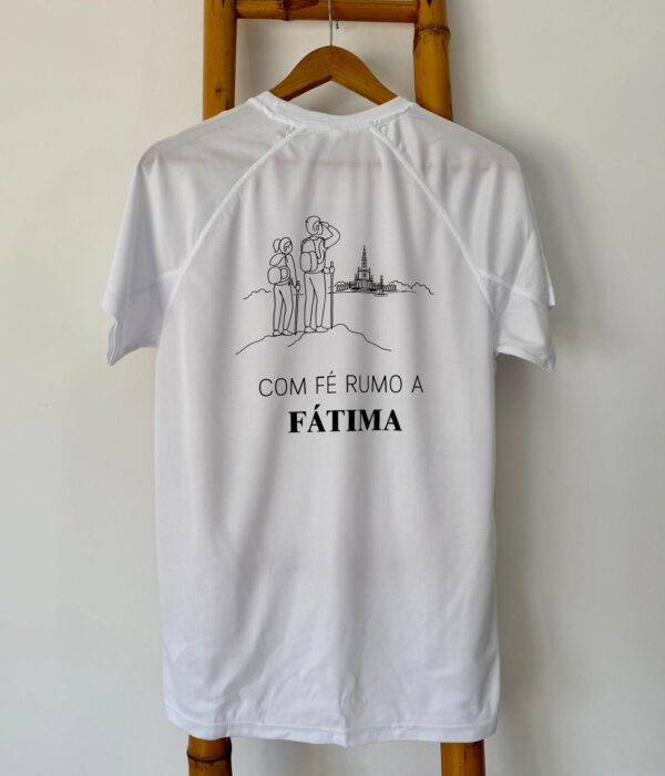 T-Shirt - Com FÉ rumo a Fátima (Nossa Senhora no peito)