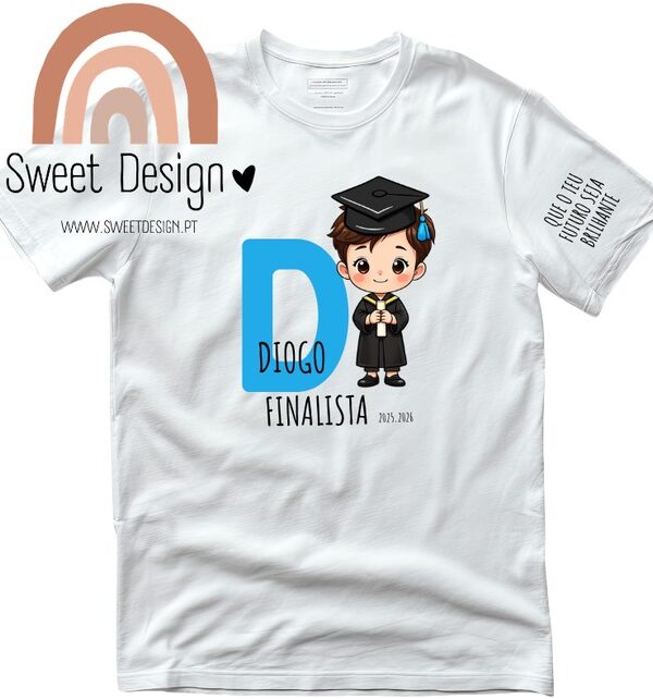 T-Shirt – Finalista - Que o teu Futuro seja brilhante (com nome e inicial do nome) - menino