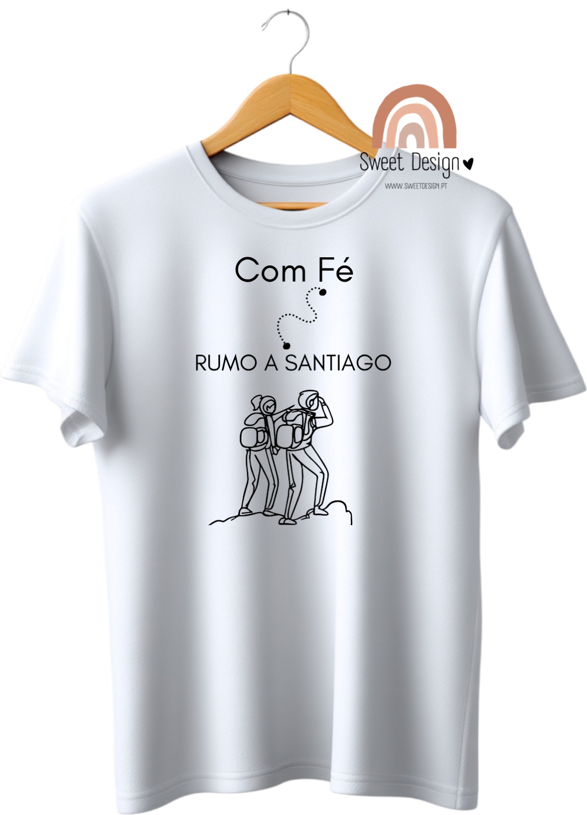 T-Shirt - Caminho de Santiago - Com Fé rumo a Santiago com peregrinos