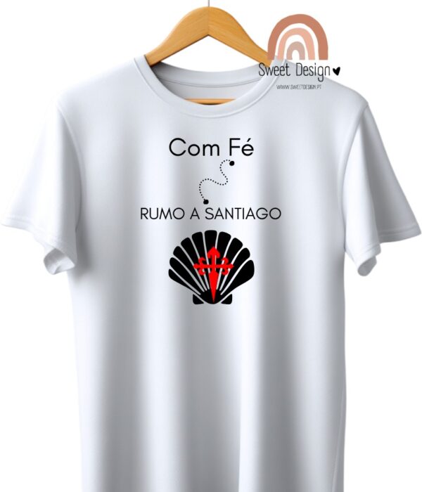 T-Shirt - Caminho de Santiago - Com Fé rumo a Santiago com concha