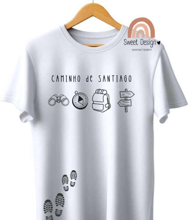 T-Shirt - Caminho de Santiago (com binóculos, mochila, bússola)