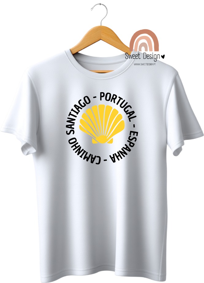 T-Shirt - Caminho de Santiago - Portugal - Espanha (Concha amarela)