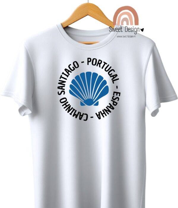 T-Shirt - Caminho de Santiago - Portugal - Espanha (Concha azul)