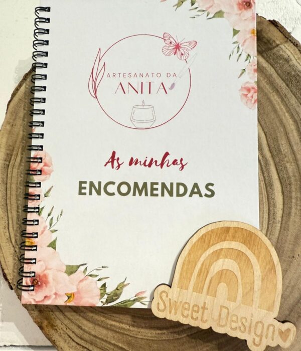 Caderno de Encomendas tamanho A5 de argolas com capa dura com logotipo