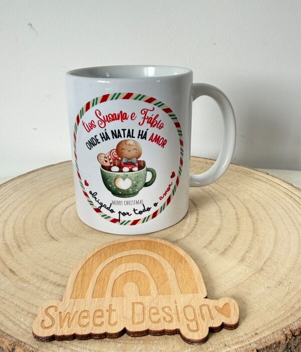 Caneca Personalizada - Tios …(nome) Onde há Natal há Amor