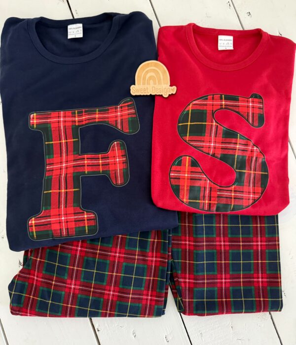 Pijama de Natal personalizado com Letra inicial do nome